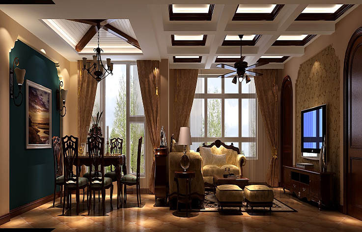 托斯卡纳 公寓 客厅图片来自高度国际设计装饰在鲁能七号院174㎡托斯卡纳风格的分享