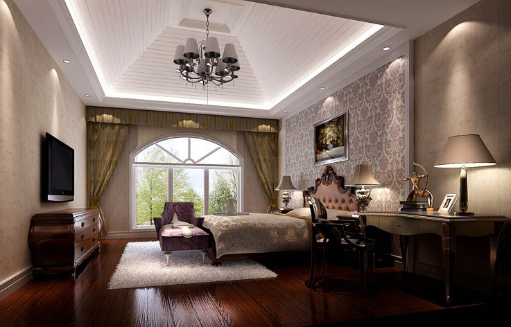 简约 欧式 三居 卧室图片来自高度国际设计装饰在鲁能七号院175㎡三居简欧风格的分享