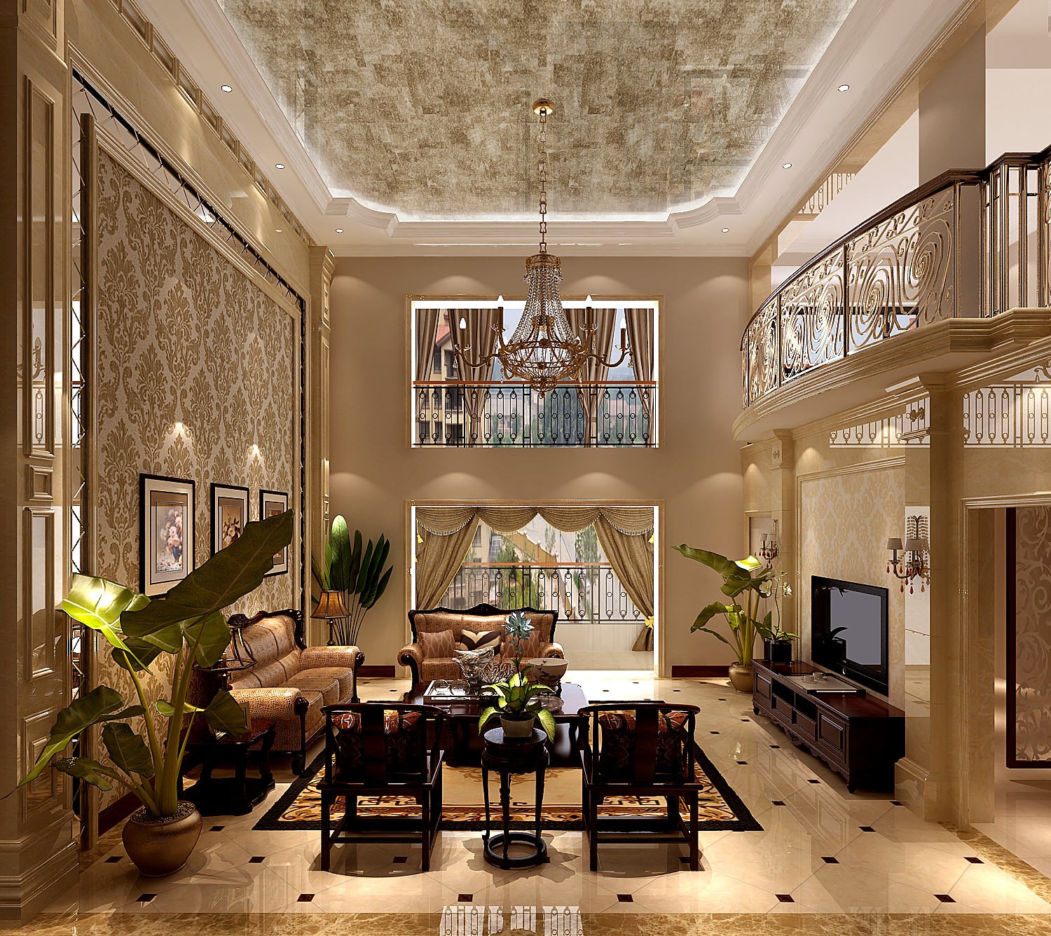 高度国际 欧式 别墅 复式 公寓 白领 80后 小资 白富美 客厅图片来自北京高度国际装饰设计在御翠尚府260平欧式品质四居的分享