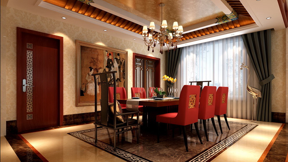 樱花别墅 三居室 中式风格 高度国际 装饰设计 餐厅图片来自高度国际装饰宋增会在9.5万打造三居室160中式的分享