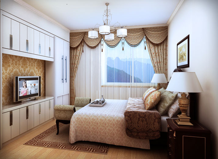 简约 三居 欧式 卧室图片来自北京实创装饰在龙山华府140平米欧式风格装修的分享