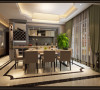 客餐厅设计采用整体白灰色调为主，以大理石、亚克力板条线、白色乳胶漆与灰色护墙板做主要墙面装饰。