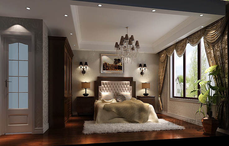 三居 奢华 卧室图片来自高度国际设计装饰在鲁能7号院140㎡三居低调奢华的分享