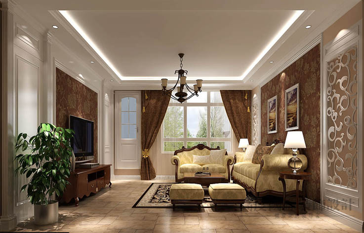简约 欧式 三居 客厅图片来自高度国际设计装饰在鲁能七号院140㎡三居简欧风格的分享