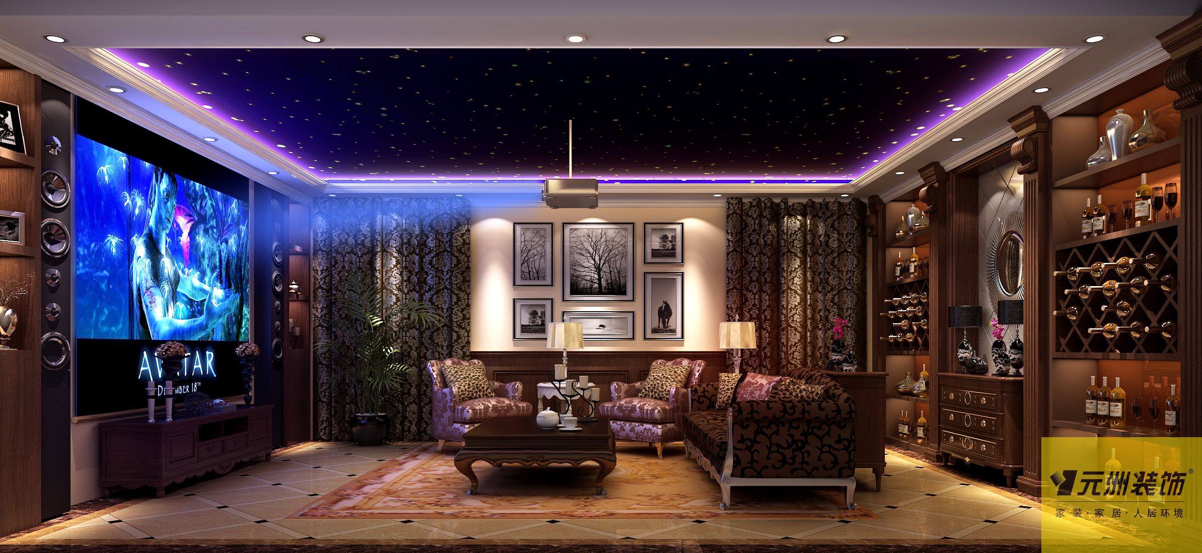 客厅图片来自北京元洲最好装修设计在奢华舒适，华贵优雅的分享