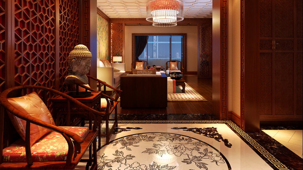 光湖国际 四居室 中式风格 高度国际 装饰设计 玄关图片来自高度国际装饰宋增会在13.5四居室中式风格的分享
