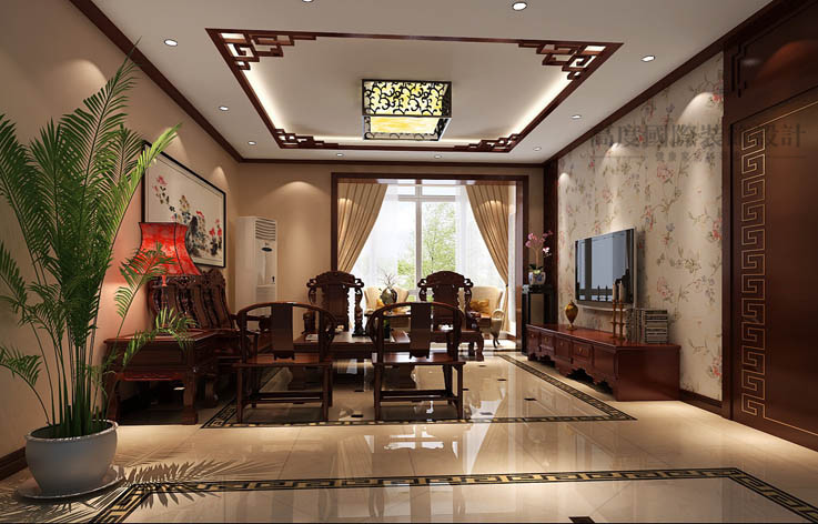 三居 中式 客厅图片来自高度国际设计装饰在四合上院145㎡三居中式风格的分享