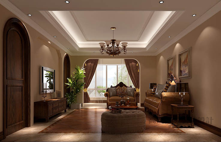 托斯卡纳 公寓 客厅图片来自高度国际设计装饰在旭辉御府240㎡托斯卡纳风格的分享