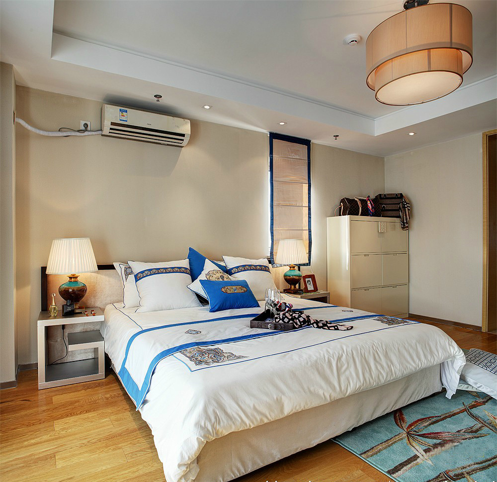 武汉实创 金色港湾 现代风格 装修实景图 三居 卧室图片来自静夜思在金色港湾现代风格实景图的分享