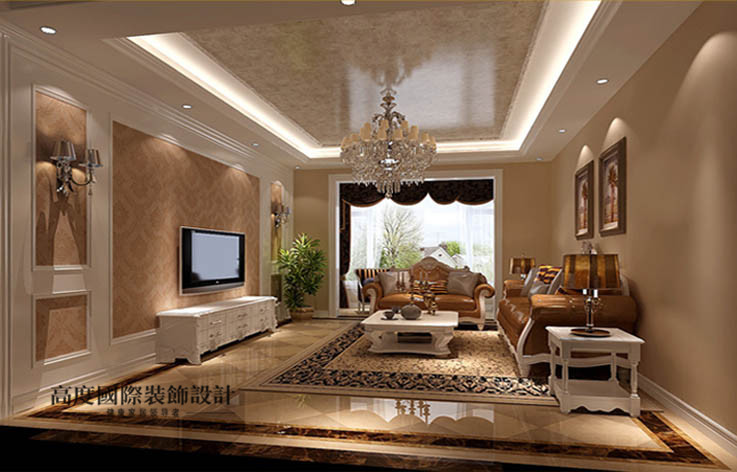 欧式 三居 客厅图片来自高度国际设计装饰在旭辉御府138平米三居欧式风格的分享