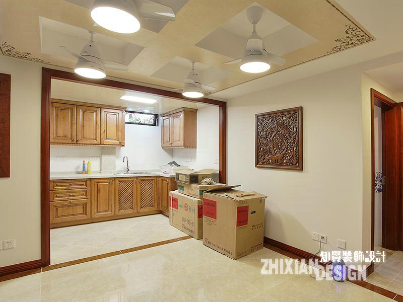 旧房改造 三居 厨房图片来自上海知贤设计小徐在木色中式 -220平复式儒雅回归的分享