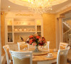 名雕丹迪别墅装饰香域中央别墅欧式风格餐厅：简欧风情让餐厅空间舒适中蕴含高贵气息。