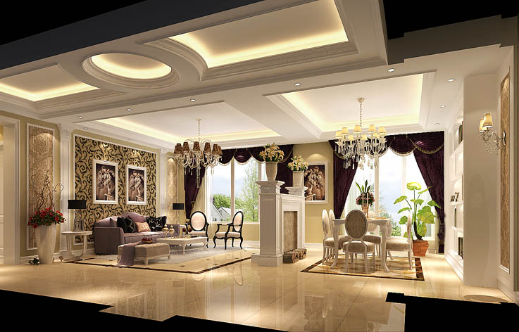 美式 三居 客厅图片来自高度国际装饰舒博在鲁能七号院设计效果的分享