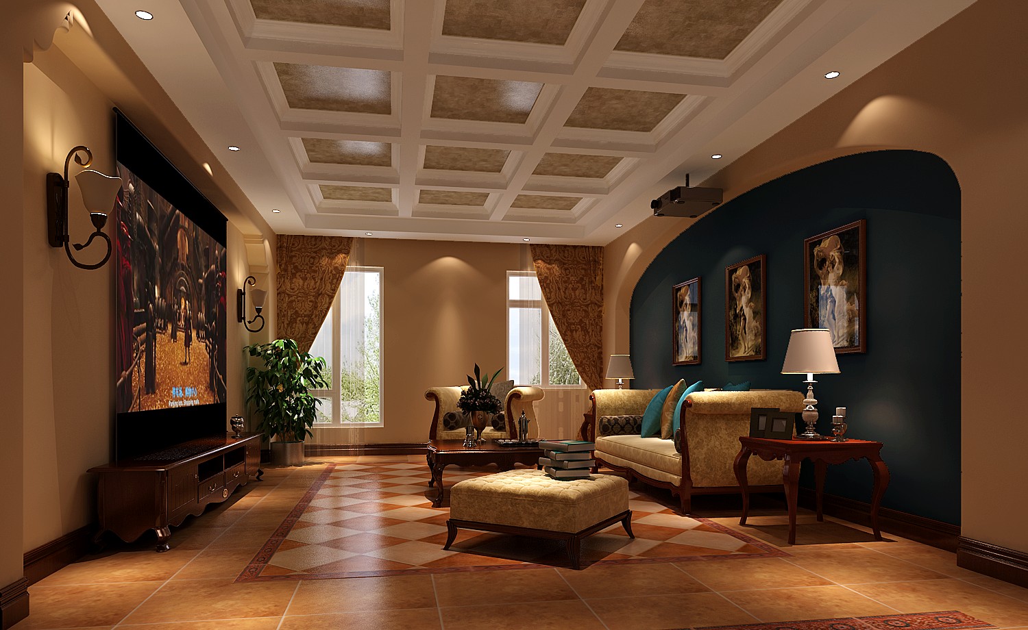 高度国际 欧式 别墅 白领 客厅图片来自凌军在14w打造红杉溪谷的分享