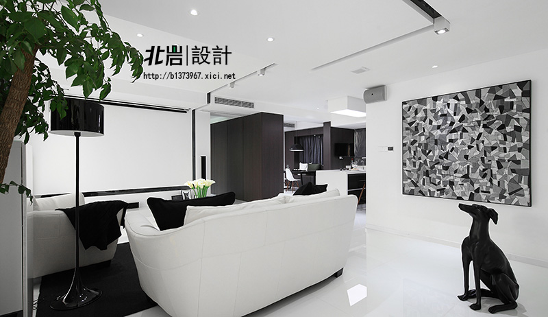 现代 极简 黑白 客厅图片来自北岩DESIGN在【北岩实景作品】黑白视界的分享