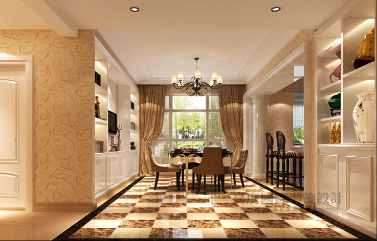 简约 欧式 三居 餐厅图片来自高度国际设计装饰在远洋东方家园180㎡三居简欧风格的分享
