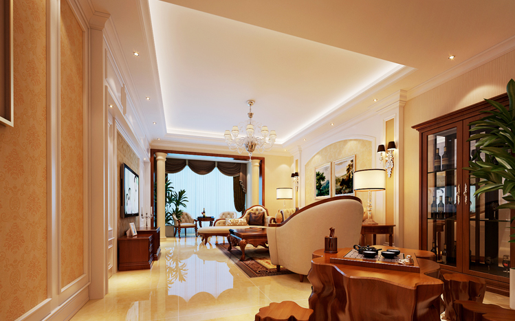 欧式 三居 白领 小资 客厅图片来自郑州大铭装饰设计机构在东方鼎盛三居欧式风格设计的分享