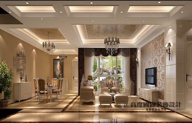 欧式 洋房 客厅图片来自高度国际设计装饰在鲁能7号院186㎡花园洋房欧式风格的分享