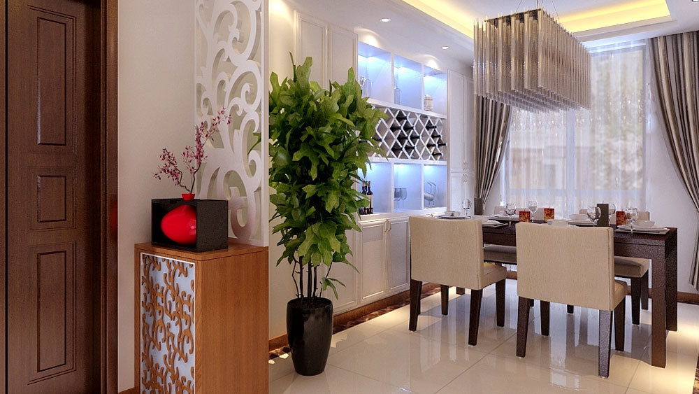 红成家园 四居室 简欧风格 高度国际 装饰设计 餐厅图片来自高度国际装饰宋增会在12.5万元打造四居室172㎡的分享