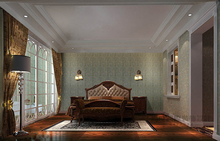 美式 平层 卧室图片来自高度国际设计装饰在西山壹号院277㎡美式风格案例的分享