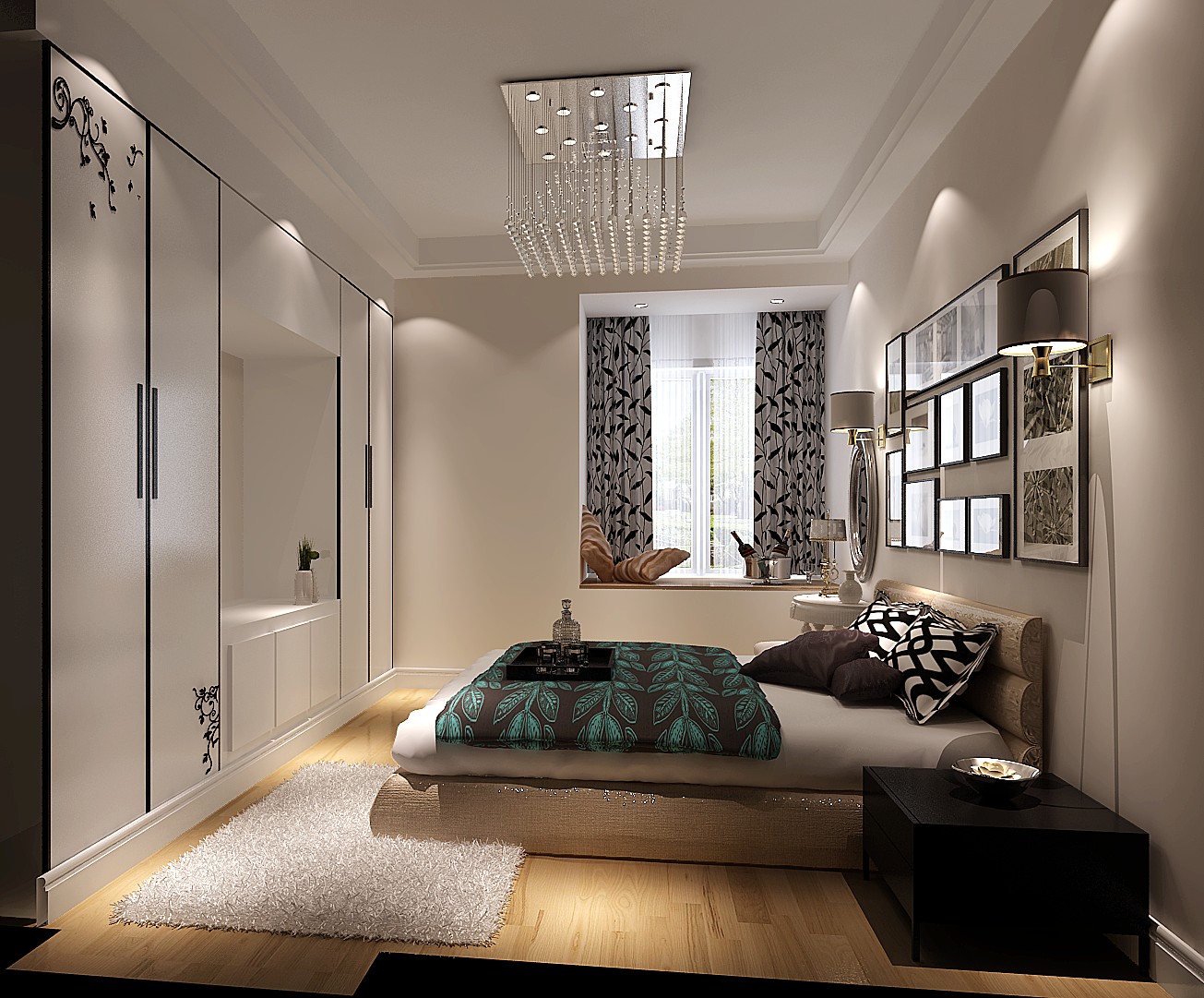 高度国际 二居 欧式 白领 卧室图片来自凌军在3.3w打造小清新的两居室的分享