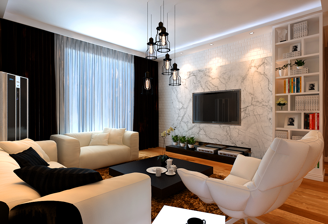客厅图片来自潍坊万泰装饰在温馨小婚房 120平现代简约设计的分享