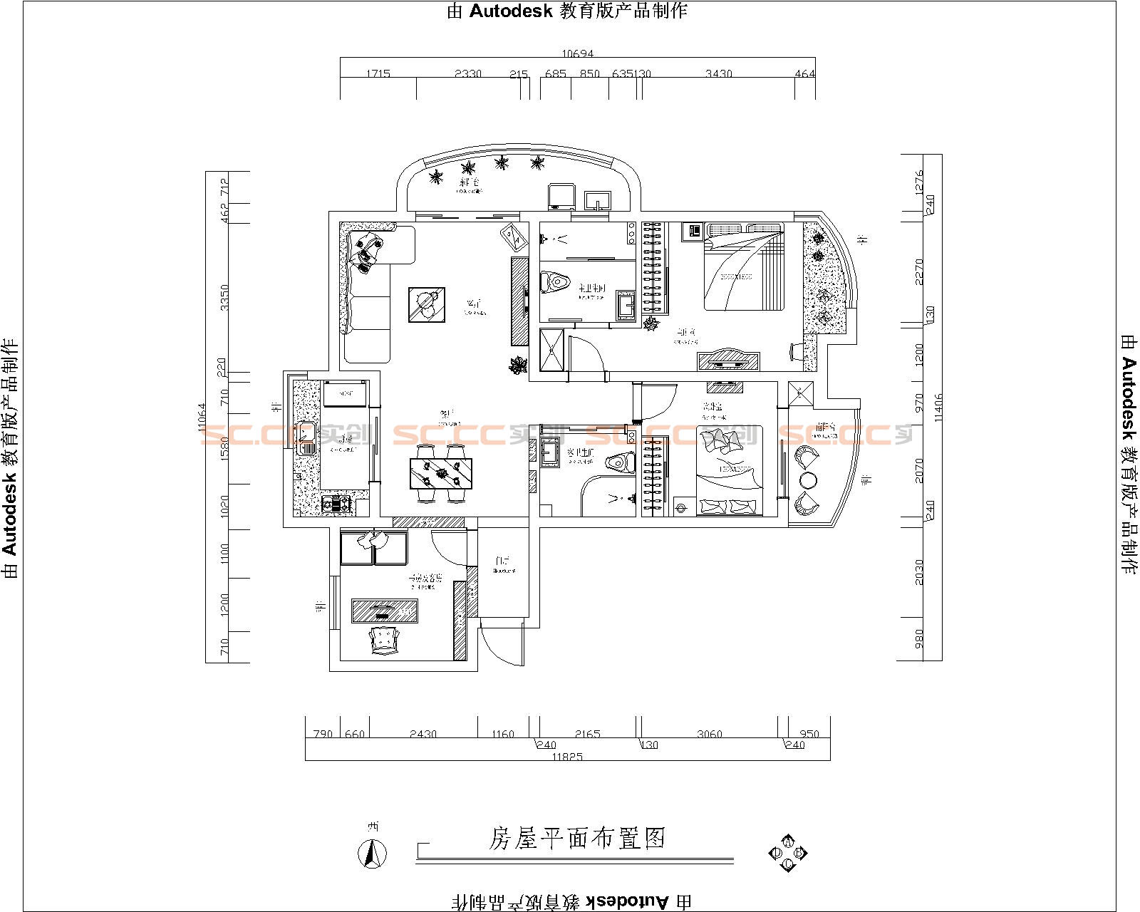 简约 现代 三居 装修 户型图图片来自南京实创装饰夏雨荷在世纪东山135平的分享
