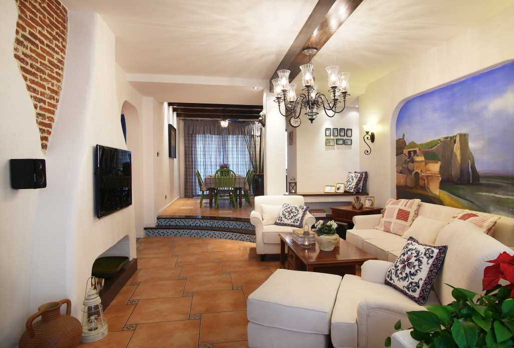 客厅图片来自潍坊万泰装饰在地中海风情 130平三居室的分享