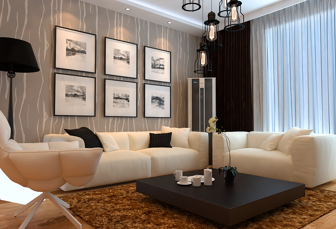 客厅图片来自潍坊万泰装饰在温馨小婚房 120平现代简约设计的分享