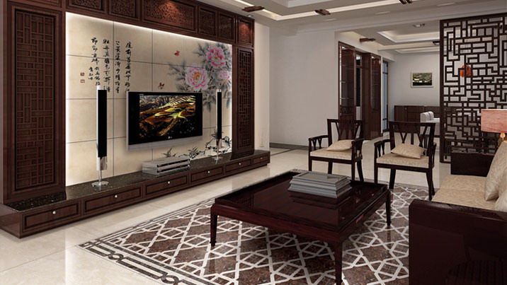 美林花园 三居室 新中式风格 高度国际 装饰设计 客厅图片来自高度国际装饰宋增会在8W三居室170㎡新中式风格的分享