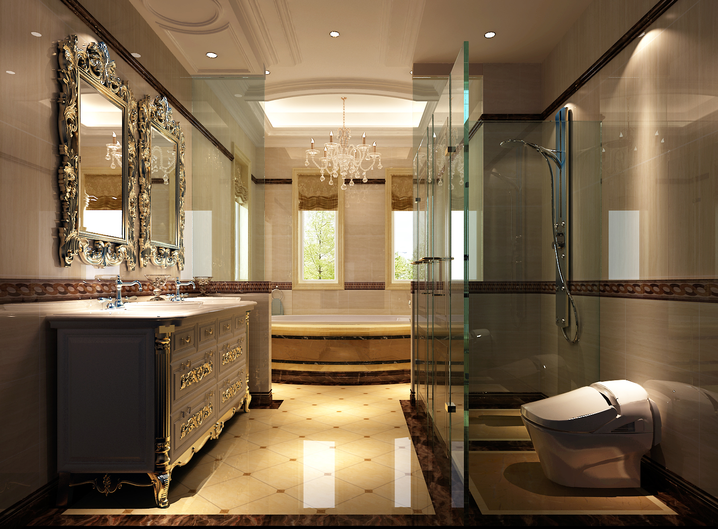 中海尚湖世 高度国际 法式 别墅 卫生间图片来自凌军在奢华法式别墅的分享