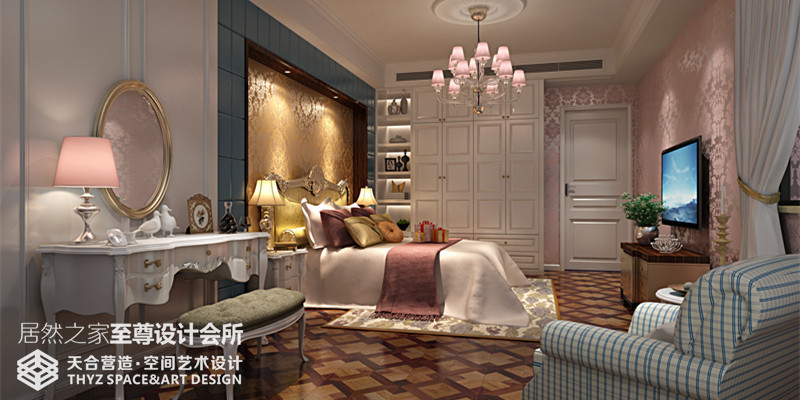 欧式 混搭 别墅 卧室图片来自武汉天合营造设计在阳逻别墅现代混搭欧式风的分享