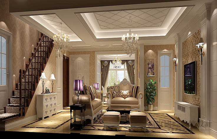 欧式 洋房 客厅图片来自高度国际设计装饰在鲁能7号院180㎡花园洋房欧式的分享