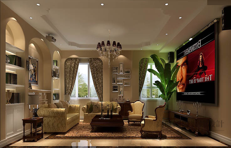 简约 别墅 客厅图片来自高度国际设计装饰在潮白河孔雀城380㎡联排别墅简约的分享