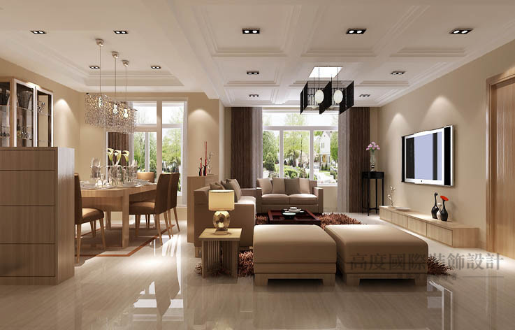 现代 三居 客厅图片来自高度国际设计装饰在鲁能七号院178㎡三居现代风格的分享