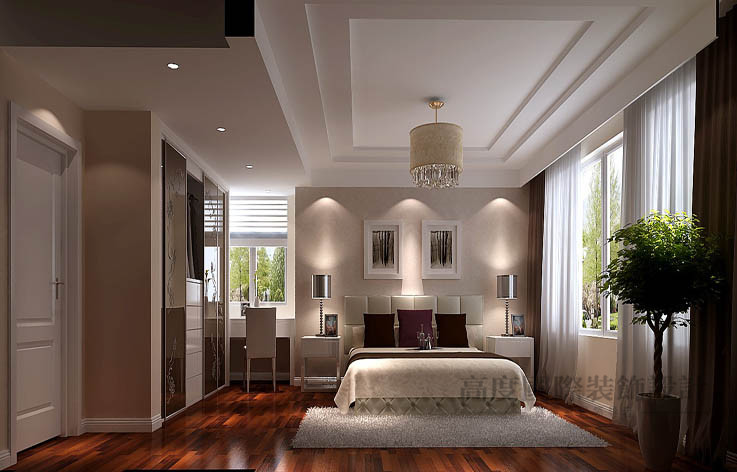 简约 现代 别墅 卧室图片来自高度国际设计装饰在潮白河孔雀城现代简约叠拼别墅的分享