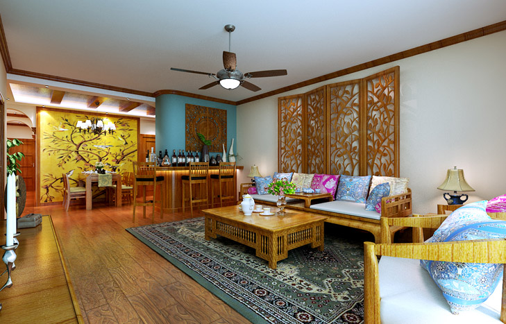 客厅图片来自多芬宝贝在永威翰林居-东南亚风格四居室的分享