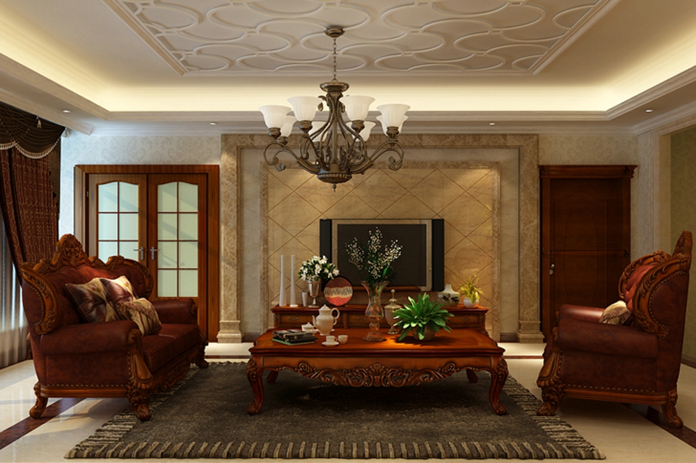 美式 四居 客厅图片来自石家庄业之峰装饰在恒大华府288平米美式风格的分享