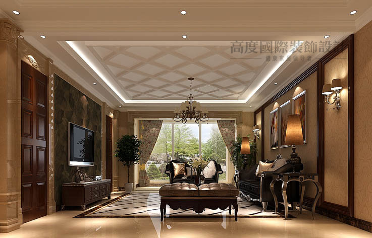 欧式 公寓 客厅图片来自高度国际设计装饰在御翠尚府240㎡欧式风格的分享