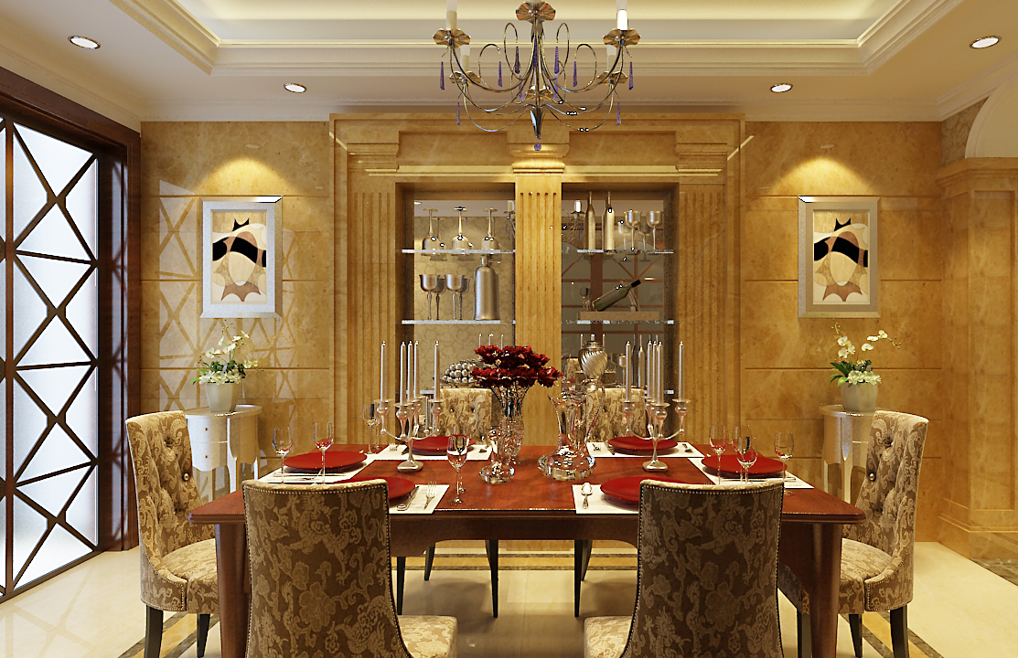 餐厅图片来自潍坊万泰装饰在美式160平奢华装修的分享