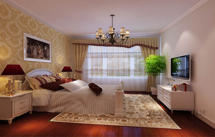 欧式 二居 卧室图片来自高度国际设计装饰在水色时光103㎡二居欧式风格的分享