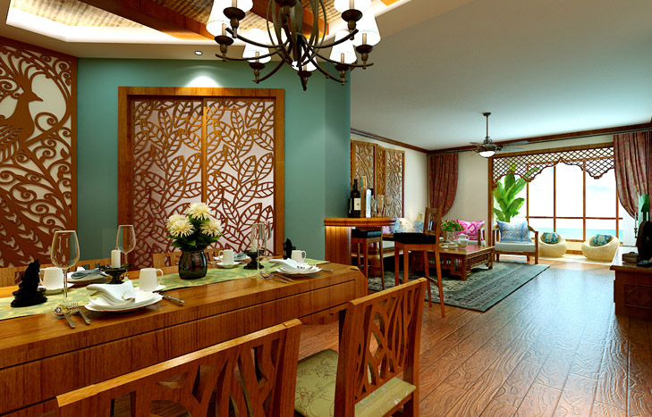 餐厅图片来自多芬宝贝在永威翰林居-东南亚风格四居室的分享