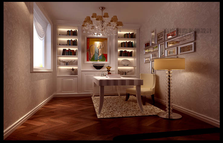 简约 欧式 别墅 书房图片来自高度国际设计装饰在潮白河孔雀城大堡别墅简欧风格的分享