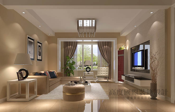 简约 现代 别墅 客厅图片来自高度国际设计装饰在潮白河孔雀城现代简约叠拼别墅的分享