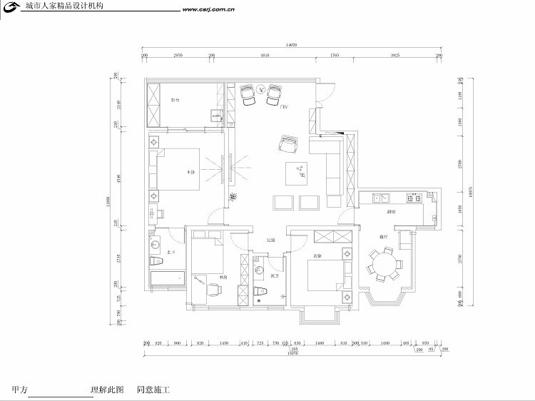 现代 欧式 三居 米色 西安装修 户型图图片来自西安城市人家装饰王凯在曲江观唐139平现代欧式三居美家的分享