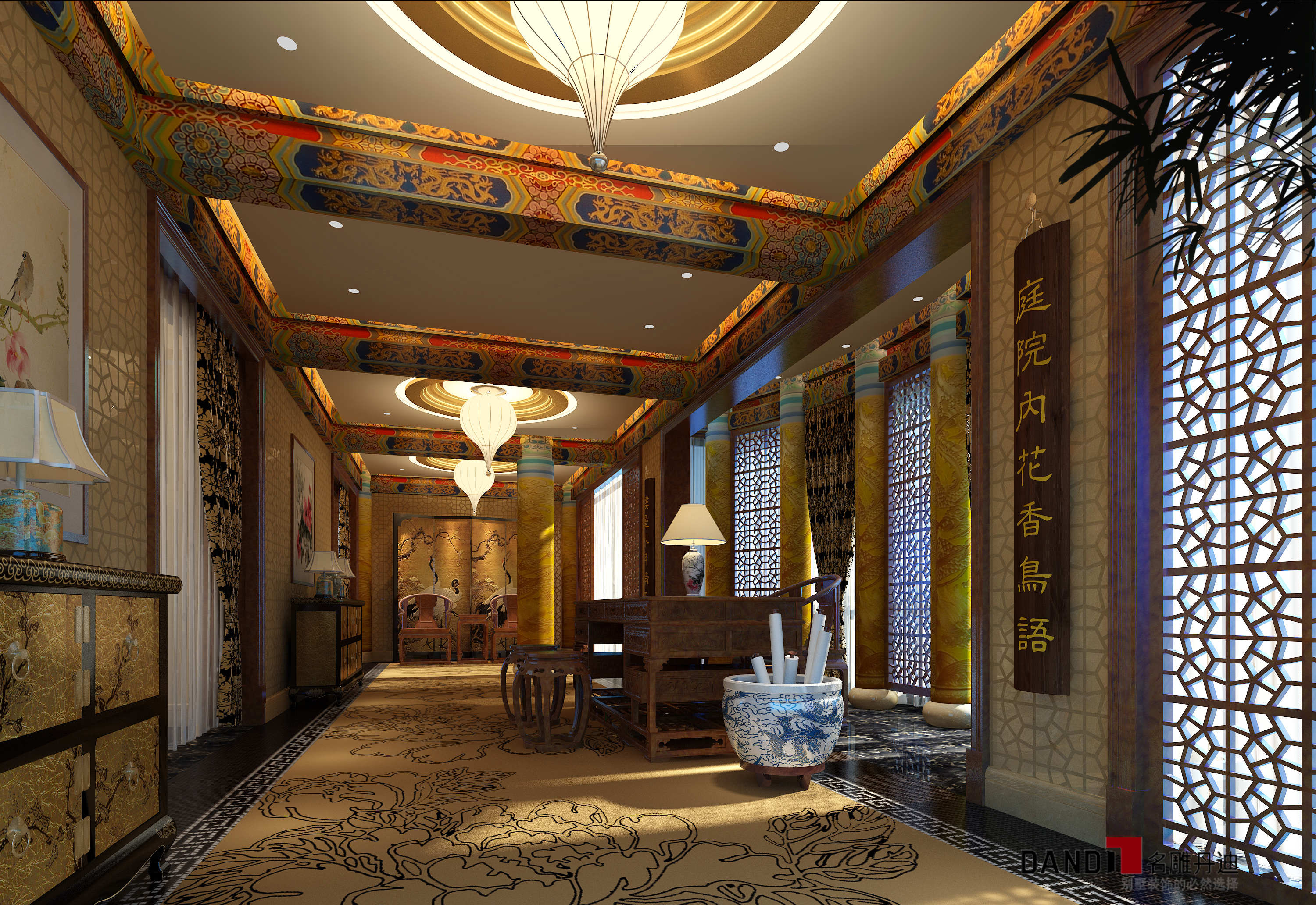 中式 东方雅苑 顶层复式 熙龙湾二期 私人会所 书房图片来自名雕丹迪在中式古典，熙龙湾顶级私人会所的分享