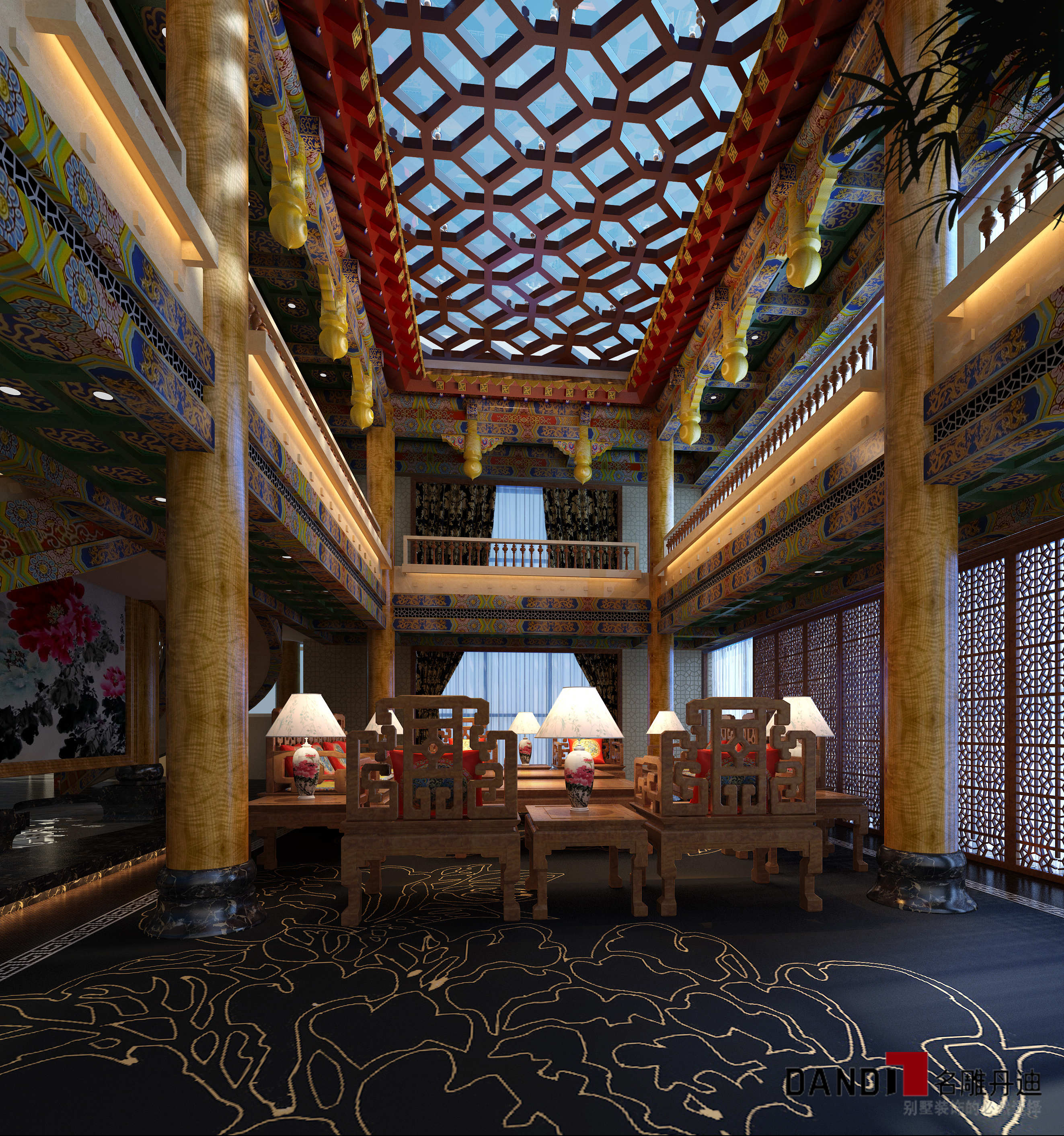 中式 东方雅苑 顶层复式 熙龙湾二期 私人会所 客厅图片来自名雕丹迪在中式古典，熙龙湾顶级私人会所的分享