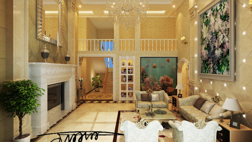 别墅 华丽 精致 豪华 别墅装修 别墅设计 客厅图片来自高度国际装饰韩冰在32万打造400㎡欧式风格效果的分享