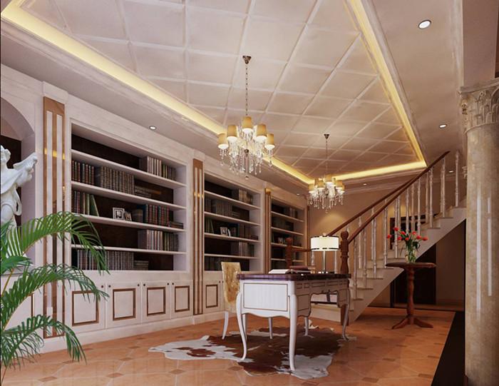 世华水岸 别墅 古典风格 装修设计 高度希文 书房图片来自高度国际装饰宋增会在234平米 世华水岸 新古典的分享