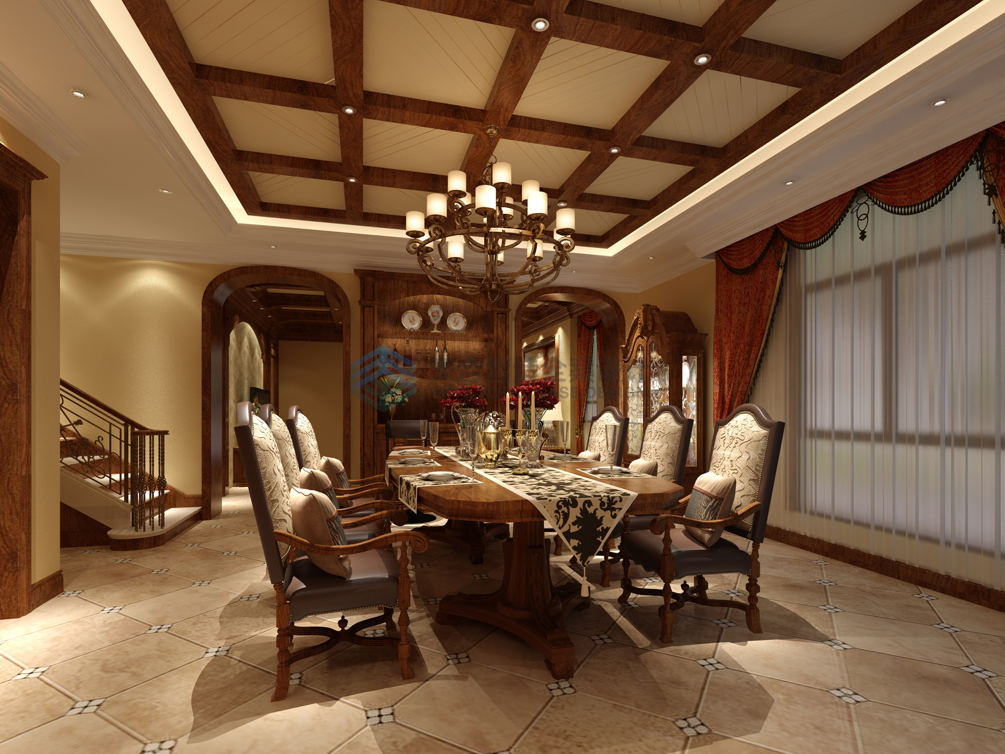 别墅 客厅 卧室 餐厅 卫生间 餐厅图片来自天合营造在碧桂园350平古典美式风的分享
